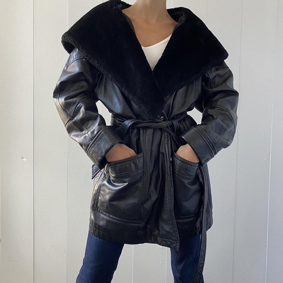 G III -Designer Lux Size Med Rich 100% Leather Faux-Fur Tunic Jacket Coat - Picture 1 of 8